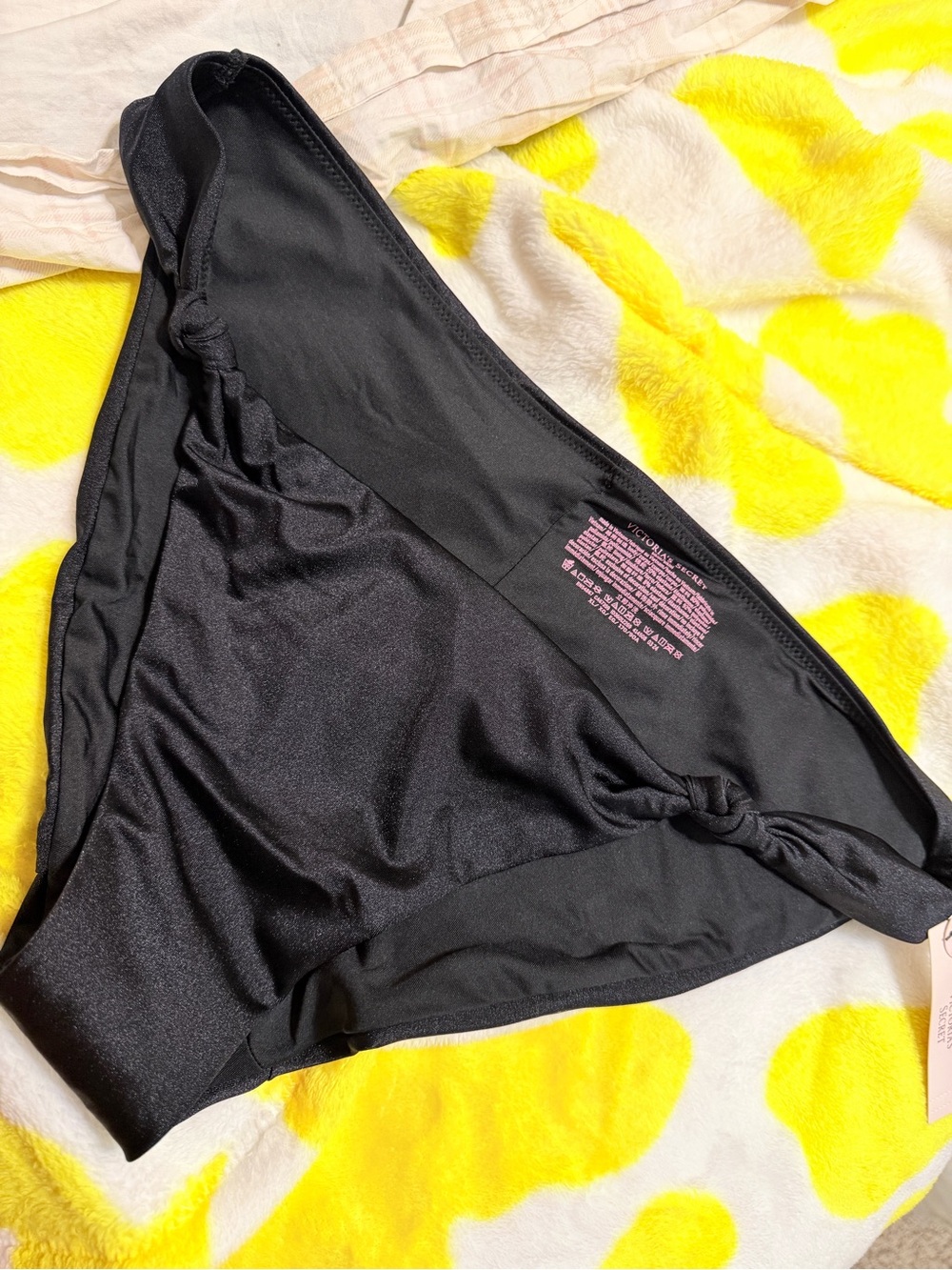 Victoria's Secret Black Shiny Bikini Bottom with Side Knot